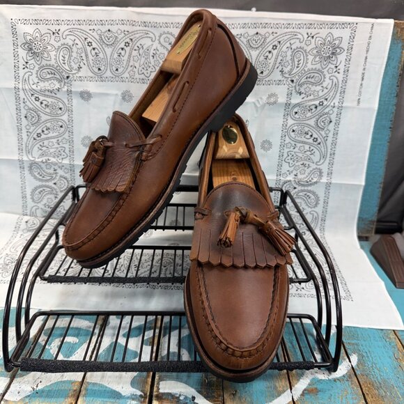 FOOTJOY KILTIE TASSEL MOC LOAFERS COGNAC BROWN LEATHER LOAFER MENS 11.5C EUC main image 5